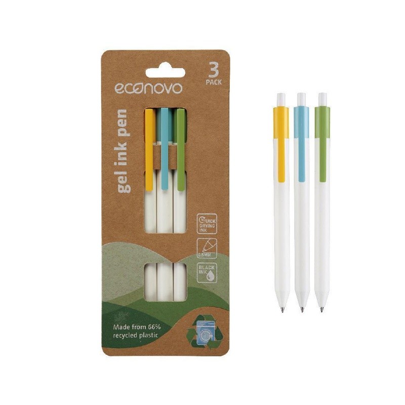 GEL INK PEN, ECONOVO, 0,5MM, 3 PCS