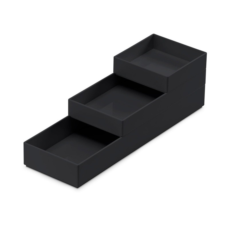 MODULAR TRAY moxom CONTAINER SET (250x80x55MM) 3 PCS BLACK