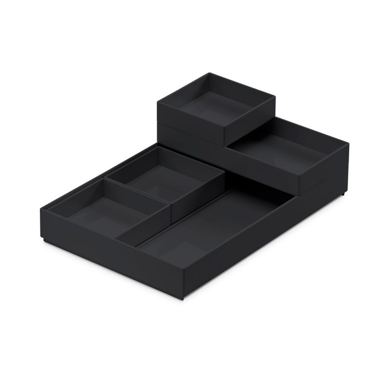 MODULAR TRAY moxom CONTAINER SET (250x170x35MM) 5 PCS BLACK
