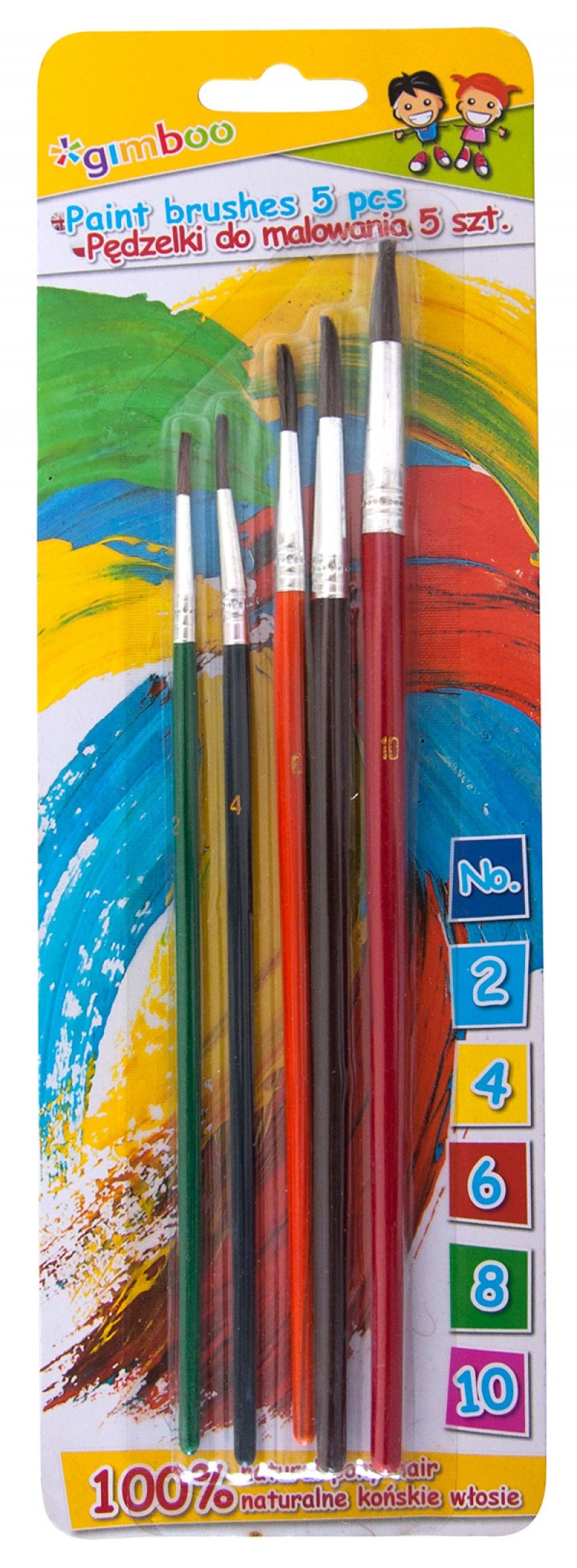 PAINT BRUSHES, GIMBOO, 2-4-6-8-10, BLISTER, ASS COLOURS