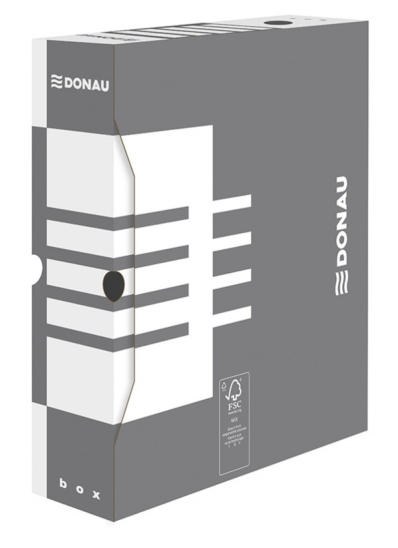 FILE STORAGE BOX, CARDBOARD, A4/80, DONAU, GRAY