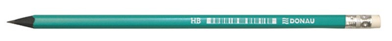 PENCIL, DONAU, HB, WITH RUBBER, PLASTIC, EAN, GREEN