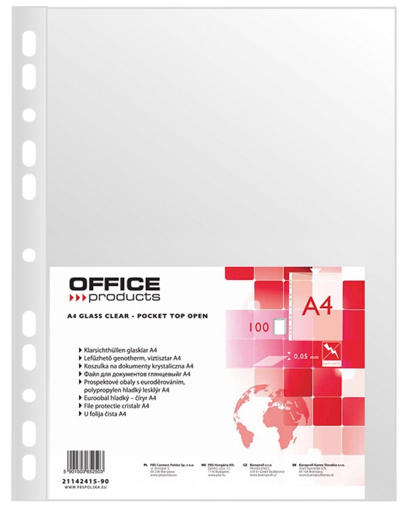 ფაილი 50 მიკრონი (100 ცალი) OFFICE PRODUCTS პრიალა ზედაპირით