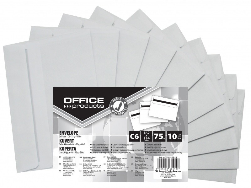 ENVELOPE SELF SEAL C6 114 x 162 MM 10 pcs.WHITE
