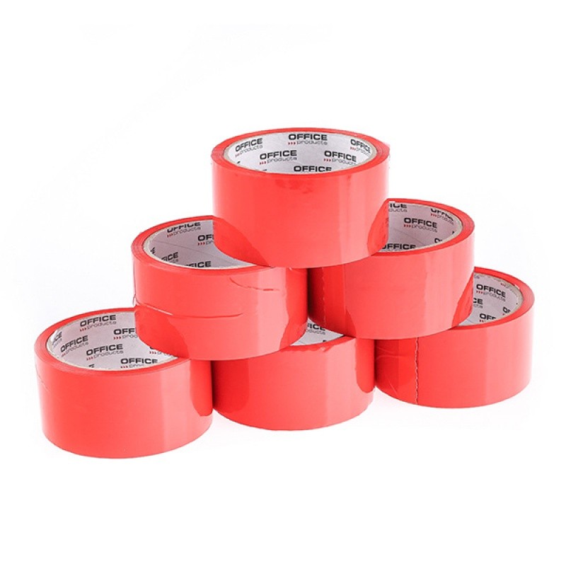 შესაფუთი სკოჩი (1 ცალი) OFFICE PRODUCTS (46 მეტრი) სიგანე:48 მმ / სისქე:36 მიკ წითელი