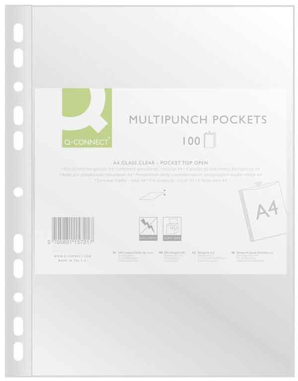 MULTIPUNCH POCKETS 100PCS A4 GLASS CLEAR 0,075MM