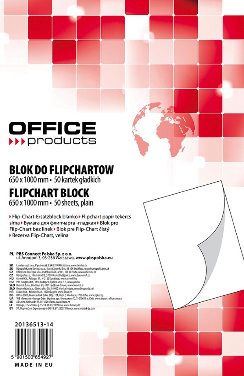 ფლიფჩარტის ქაღალდი OFFICE PRODUCTS 65X100სმ 50 ფურცელი (ცარიელი ფურცელი)