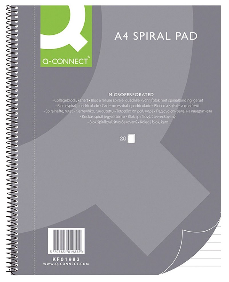 512996 SPIRAL BOOK A4 LINED 80 SHEETS