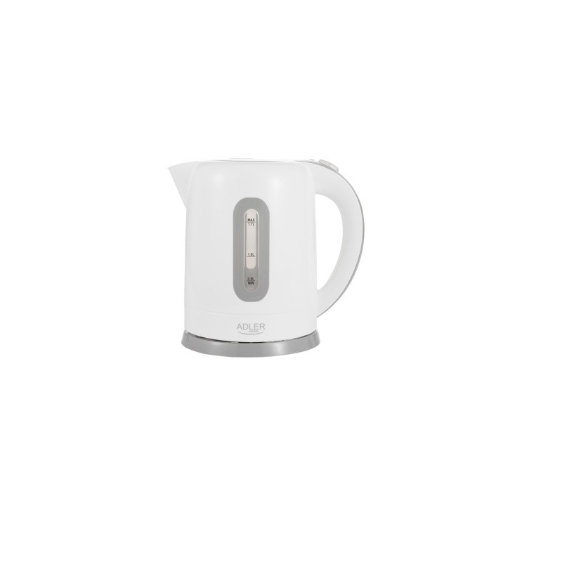 CORDLESS KETTLE PLASTIC, ADLER 1,7L, POWER 2200 W, WHITE/GREY