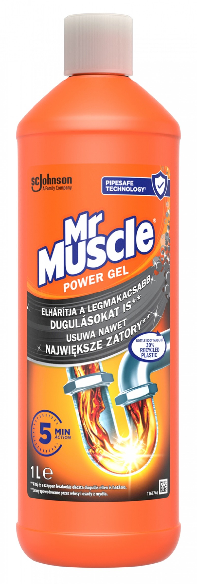 გაჭედილი მილების გამხსნელი გელი Mr Muscle Power Gel, 1ლ
